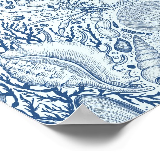 Strandschatten in blauw poster (Hoek)