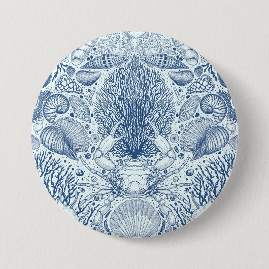 Strandschatten in blauw ronde button 7,6 cm (Voorkant)