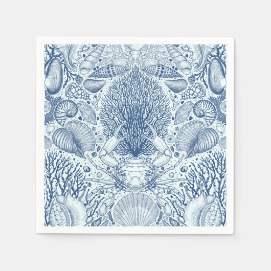 Strandschatten in blauw servet (Voorkant)