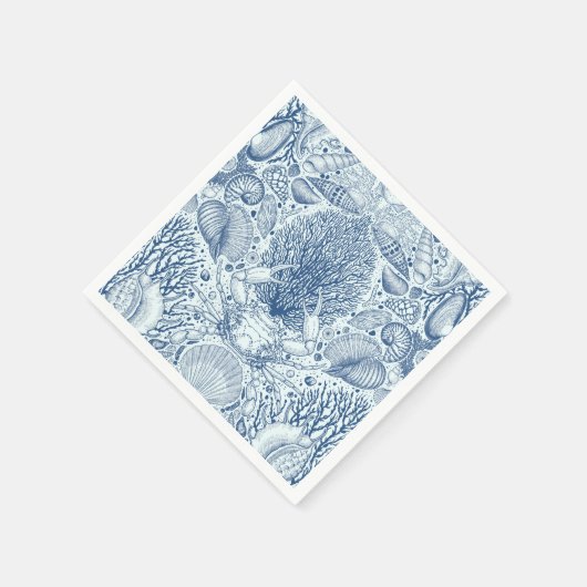 Strandschatten in blauw servet (Hoek)