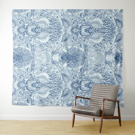 Strandschatten in blauw wandkleed (In Situ (horizontaal))