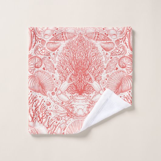 Strandschatten in koraalrood bad handdoek (Wasdoekje)
