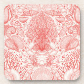 Strandschatten in koraalrood bier onderzetter (Voorkant)