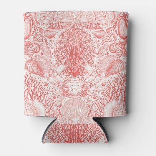 Strandschatten in koraalrood blikjeskoeler (Voorkant)