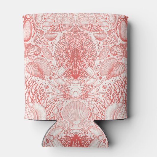 Strandschatten in koraalrood blikjeskoeler (Achterkant)