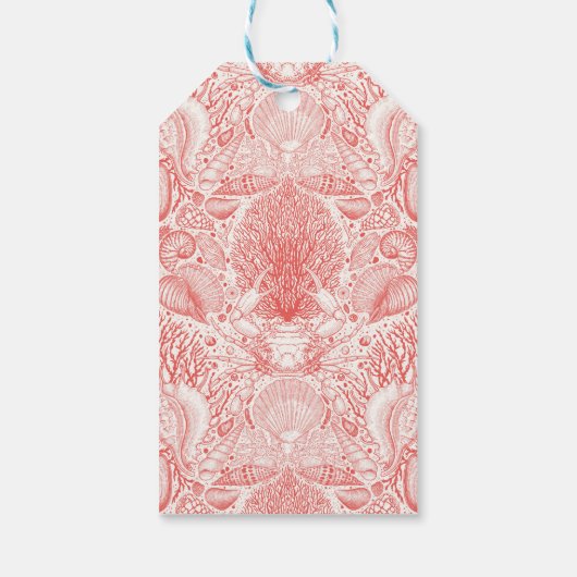 Strandschatten in koraalrood cadeaulabel (Achterkant)