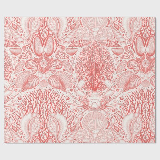 Strandschatten in koraalrood cadeaupapier (Vlak)