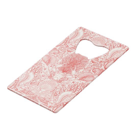 Strandschatten in koraalrood creditkaart flessenopener (Achterkant Gekanteld)