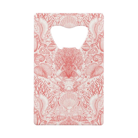 Strandschatten in koraalrood creditkaart flessenopener (Achterkant)