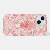 Strandschatten in koraalrood iPhone 15 case (Achterkant horizontaal)