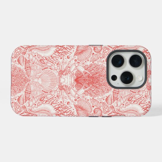 Strandschatten in koraalrood iPhone hoesje (Achterkant horizontaal)
