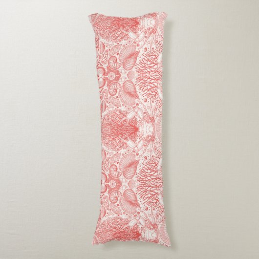 Strandschatten in koraalrood lichaamskussen (Voorkant Verticaal)