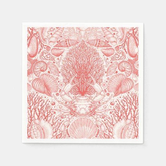 Strandschatten in koraalrood servet (Voorkant)