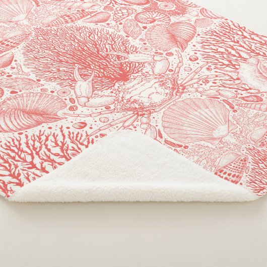 Strandschatten in koraalrood sherpa deken (3/4)