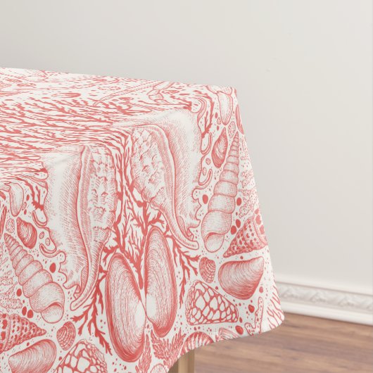 Strandschatten in koraalrood tafelkleed (Voorbeeld)