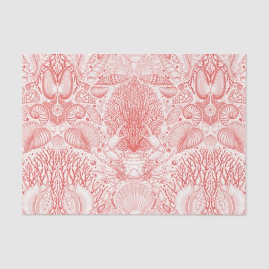 Strandschatten in koraalrood tissuepapier (Voorkant)