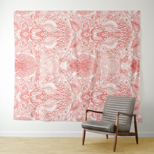 Strandschatten in koraalrood wandkleed (In Situ (horizontaal))