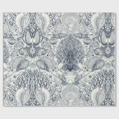 Strandschatten, schelpen, krab, koralen en zeewier cadeaupapier (Vlak)