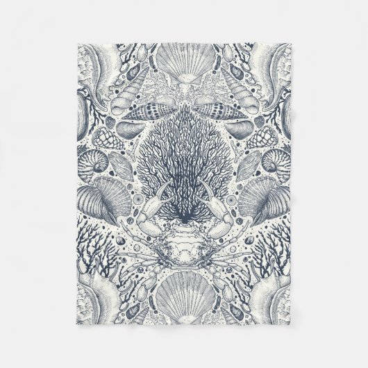 Strandschatten, schelpen, krab, koralen en zeewier fleece deken (Voorkant)