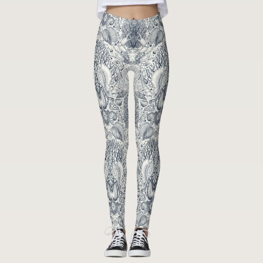 Strandschatten, schelpen, krab, koralen en zeewier leggings (Voorkant)