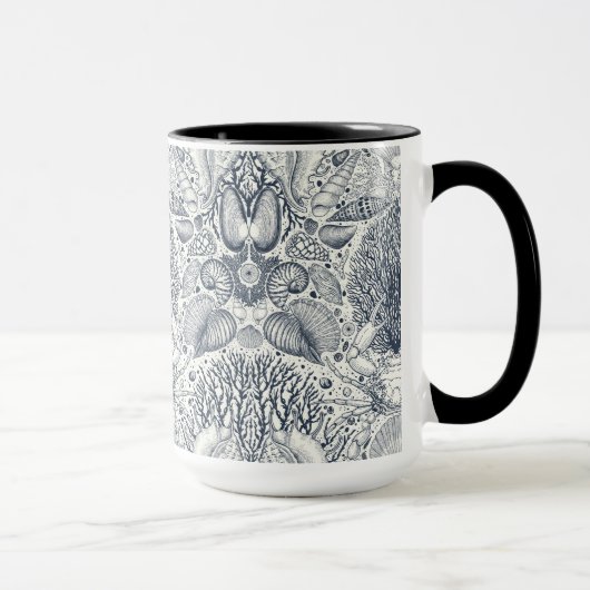 Strandschatten, schelpen, krab, koralen en zeewier mok (Rechts)