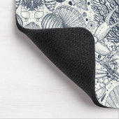 Strandschatten, schelpen, krab, koralen en zeewier muismat (Hoek)