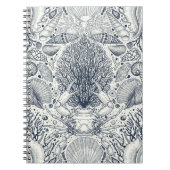 Strandschatten, schelpen, krab, koralen en zeewier notitieboek (Voorkant)