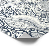 Strandschatten, schelpen, krab, koralen en zeewier poster (Hoek)