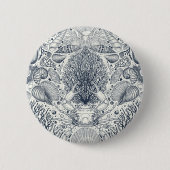 Strandschatten, schelpen, krab, koralen en zeewier ronde button 5,7 cm (Voorkant)