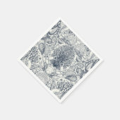 Strandschatten, schelpen, krab, koralen en zeewier servet (Hoek)