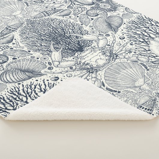 Strandschatten, schelpen, krab, koralen en zeewier sherpa deken (3/4)