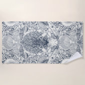 Strandschatten, schelpen, krab, koralen en zeewier strandlaken (Voorkant)