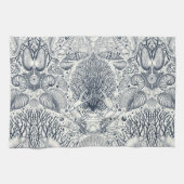 Strandschatten, schelpen, krab, koralen en zeewier theedoek (Horizontaal)