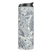 Strandschatten, schelpen, krab, koralen en zeewier thermosbeker (Gedraaid links)