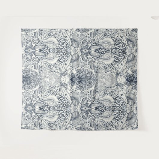 Strandschatten, schelpen, krab, koralen en zeewier wandkleed (Voorkant (horizontaal))