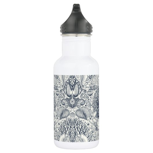 Strandschatten, schelpen, krab, koralen en zeewier waterfles  (Rechts)