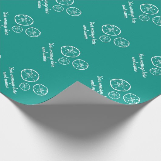  strandschelp en douane turquoise cadeaupapier (Hoek)
