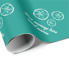  strandschelp en douane turquoise cadeaupapier
