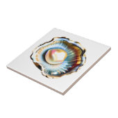 Strandschelp met parel shimmer glans tegeltje (Zijkant)