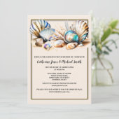 Strandschelpen tropische schelpen iriserende oceaa kaart (Staand voorkant)