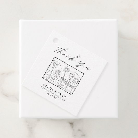 Strandschets Modern Wedding Favor Label (In situ)