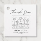 Strandschets Modern Wedding Favor Label (Voorkant)