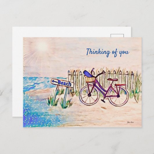 Strandschilderfiets Denken aan U Briefkaart (Voorkant / Achterkant)