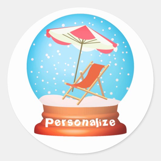 Strandsneeuw wereldbol zomerwinter grillig ronde sticker (Voorkant)