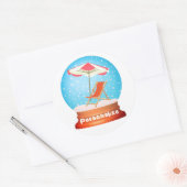 Strandsneeuw wereldbol zomerwinter grillig ronde sticker (Envelop)