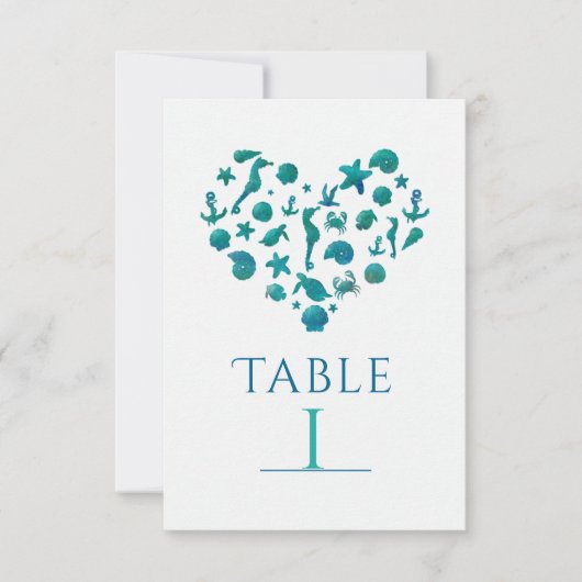 Strandspullen Turquoise Watercolor Tafel Nummer Ka Kaart (Voorkant)