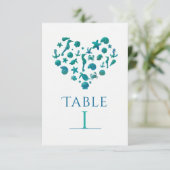 Strandspullen Turquoise Watercolor Tafel Nummer Ka Kaart (Staand voorkant)