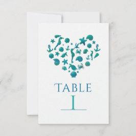 Strandspullen Turquoise Watercolor Tafel Nummer Ka Kaart