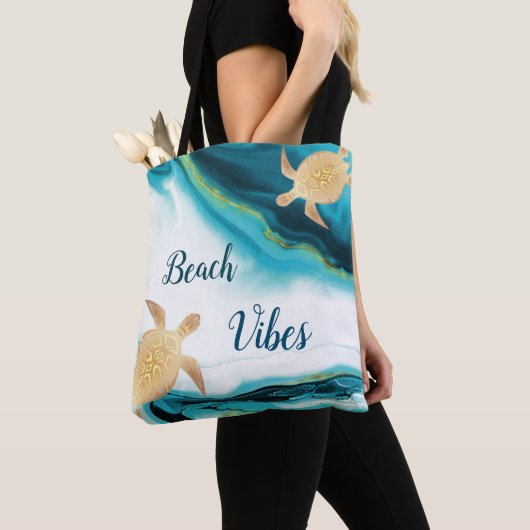 Strandstemming Elegante Schildpadden Tote Bag (Dichtbij)