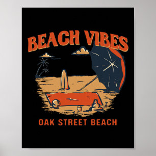 Strandstemming Oak Street Beach Zomer Illinois Tro Poster